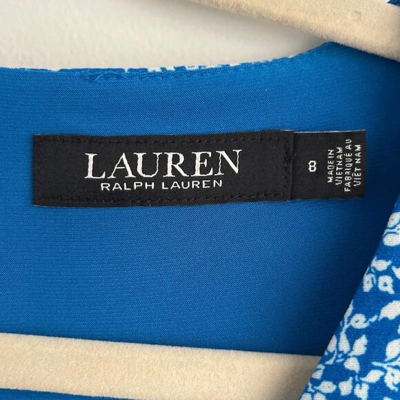 Lauren Ralph Lauren Jersey Knit Floral Flutter Cap V-Neck Tiered Midi Dress 8 - Picture 5 of 11